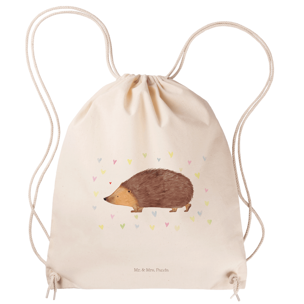 Sportbeutel Igel Herzen Turnbeutel, Beutel, Sporttasche, Tasche, Stoffbeutel, Tiermotive, Gute Laune, lustige Sprüche, Tiere, Liebe, Herz, Herzen, Igel, Vertrauen, Kuss, Leben