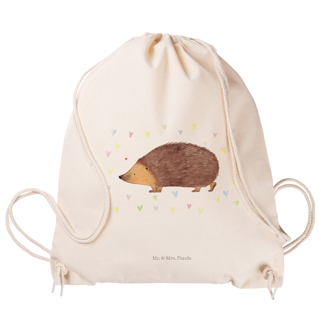 Sportbeutel Igel Herzen Turnbeutel, Beutel, Sporttasche, Tasche, Stoffbeutel, Tiermotive, Gute Laune, lustige Sprüche, Tiere, Liebe, Herz, Herzen, Igel, Vertrauen, Kuss, Leben