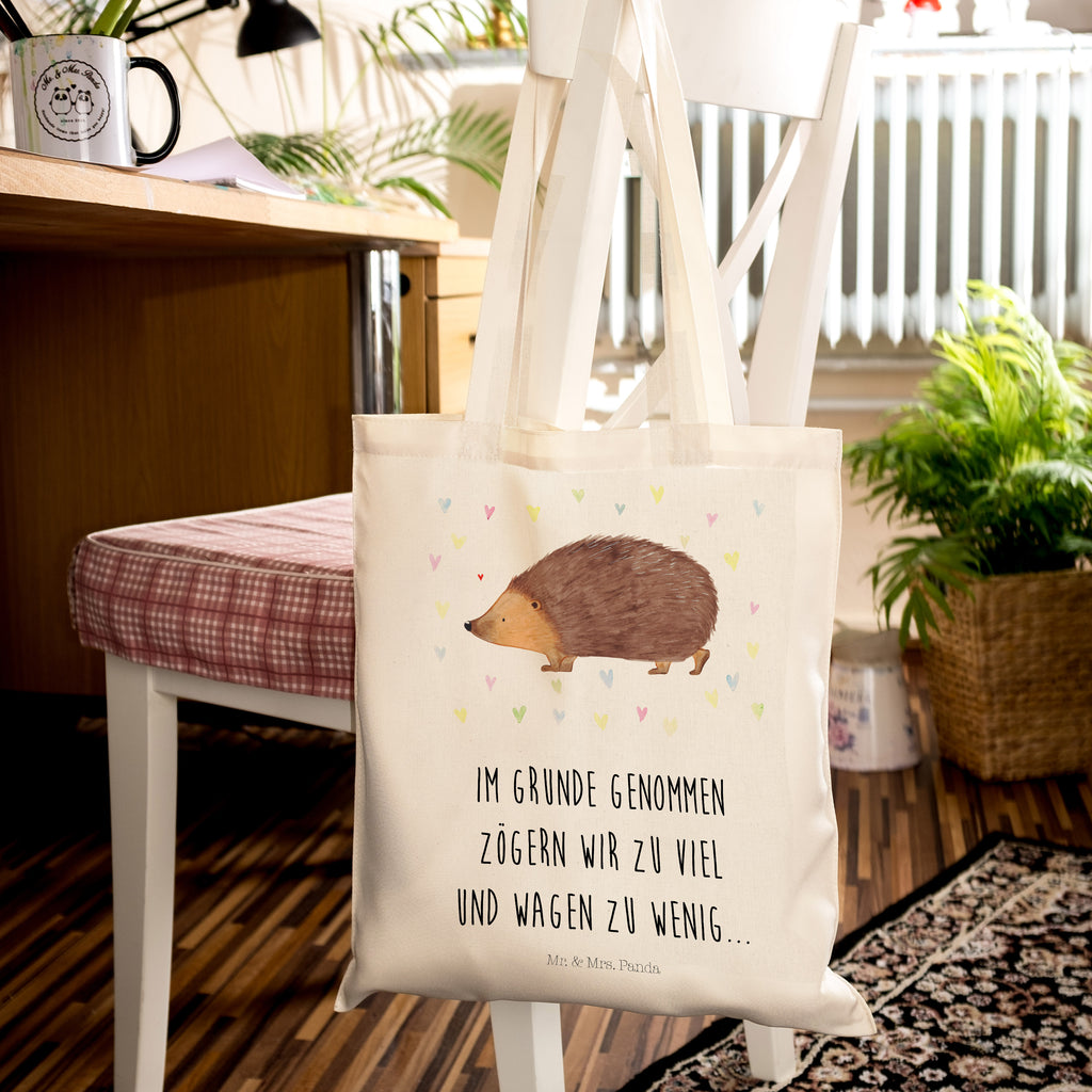 Tragetasche Igel Herzen Beuteltasche, Beutel, Einkaufstasche, Jutebeutel, Stoffbeutel, Tiermotive, Gute Laune, lustige Sprüche, Tiere, Liebe, Herz, Herzen, Igel, Vertrauen, Kuss, Leben