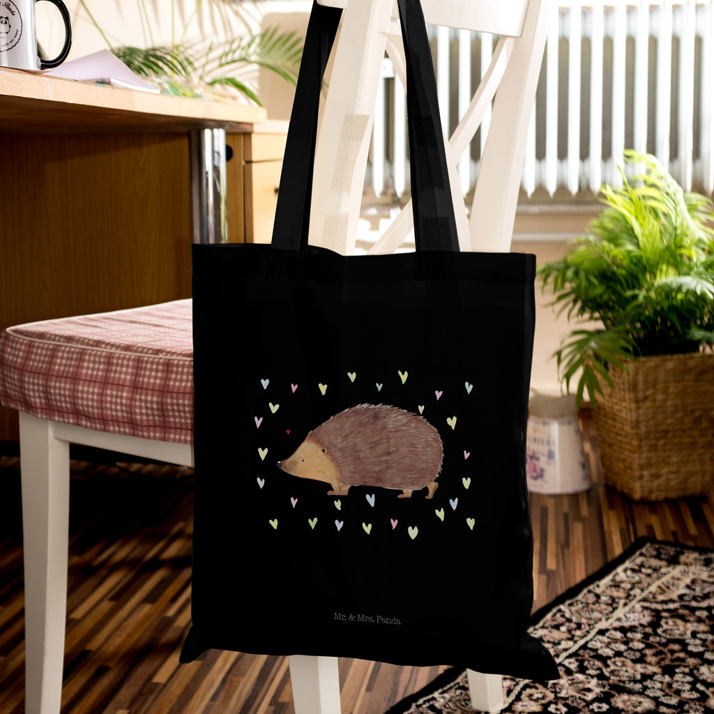 Tragetasche Igel Herzen Beuteltasche, Beutel, Einkaufstasche, Jutebeutel, Stoffbeutel, Tiermotive, Gute Laune, lustige Sprüche, Tiere, Liebe, Herz, Herzen, Igel, Vertrauen, Kuss, Leben