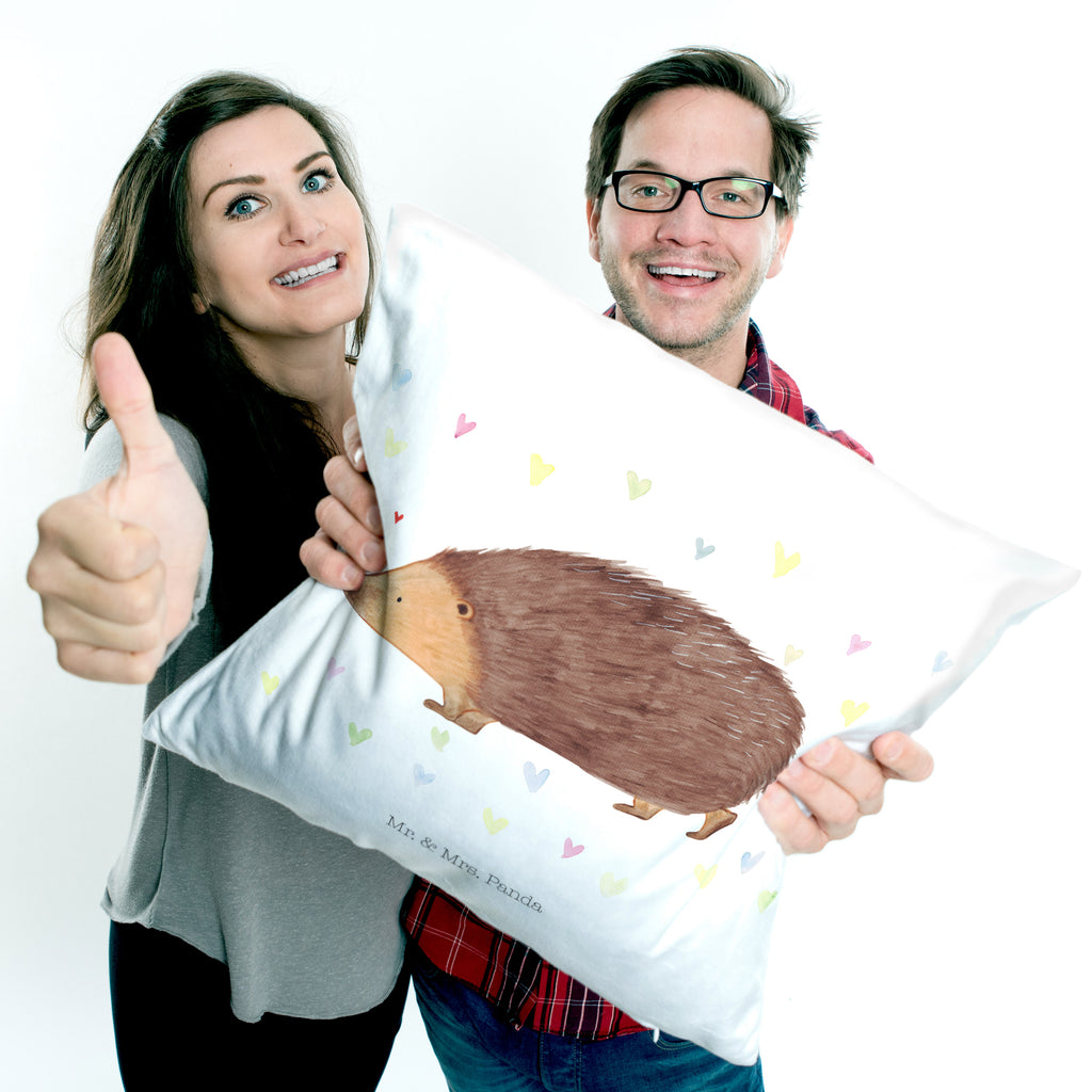 40x40 Kissen Igel Herzen Kissenhülle, Kopfkissen, Sofakissen, Dekokissen, Motivkissen, Tiermotive, Gute Laune, lustige Sprüche, Tiere, Liebe, Herz, Herzen, Igel, Vertrauen, Kuss, Leben