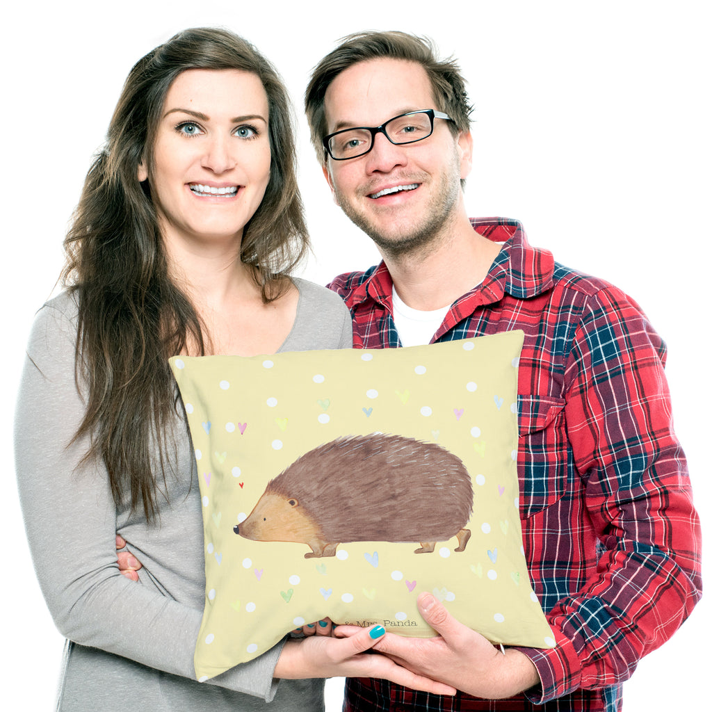 40x40 Kissen Igel Herzen Kissenhülle, Kopfkissen, Sofakissen, Dekokissen, Motivkissen, Tiermotive, Gute Laune, lustige Sprüche, Tiere, Liebe, Herz, Herzen, Igel, Vertrauen, Kuss, Leben