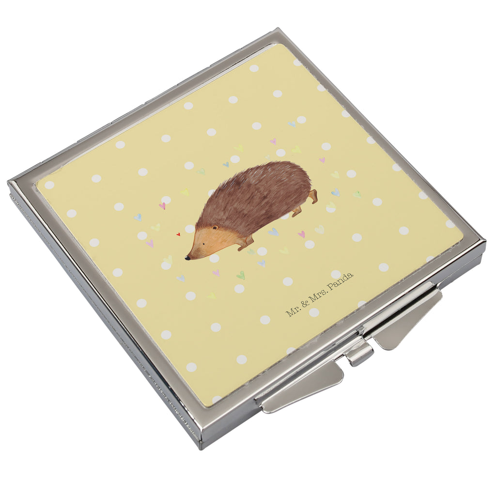 Handtaschenspiegel quadratisch Igel Herzen Spiegel, Handtasche, Quadrat, silber, schminken, Schminkspiegel, Tiermotive, Gute Laune, lustige Sprüche, Tiere, Liebe, Herz, Herzen, Igel, Vertrauen, Kuss, Leben