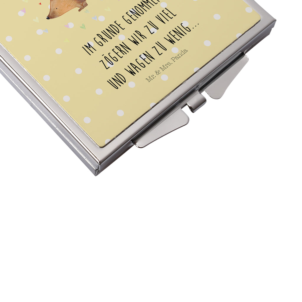 Handtaschenspiegel quadratisch Igel Herzen Spiegel, Handtasche, Quadrat, silber, schminken, Schminkspiegel, Tiermotive, Gute Laune, lustige Sprüche, Tiere, Liebe, Herz, Herzen, Igel, Vertrauen, Kuss, Leben