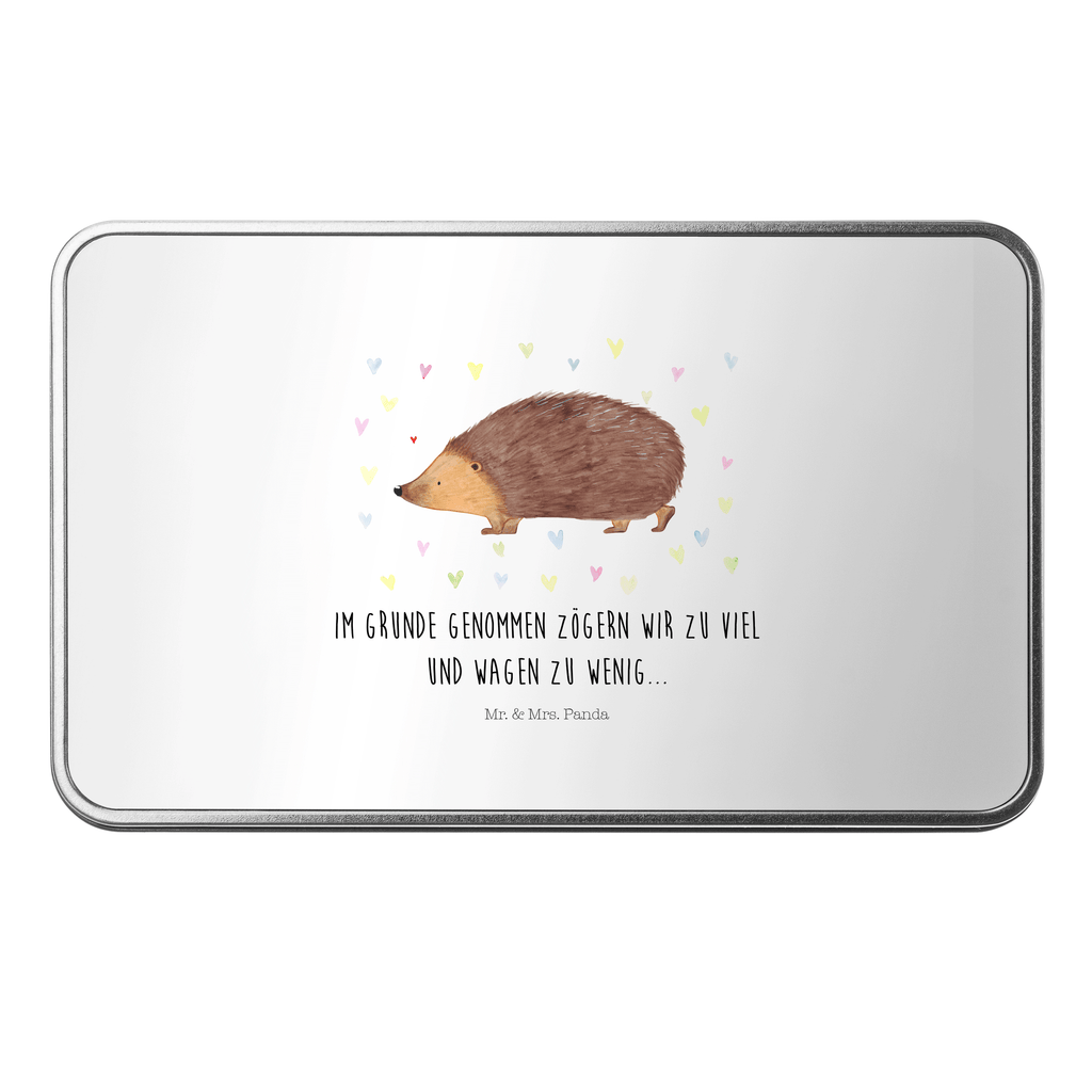 Metalldose rechteckig Igel Herzen Blechdose, Metalldose, Blechbox, Container, Keksdose, Vorratsdose, Vorratsbox, Döschen, Versperbox, Vesperdose, Aufbewahrungsdose, Aufbewahrungsbox, Aluminiumdose, Dose, Tiermotive, Gute Laune, lustige Sprüche, Tiere, Liebe, Herz, Herzen, Igel, Vertrauen, Kuss, Leben