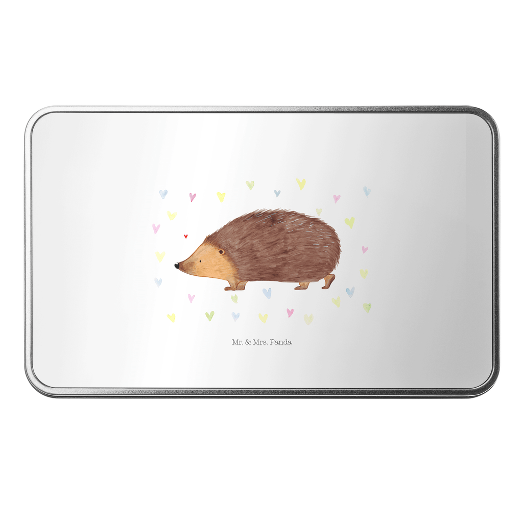 Metalldose rechteckig Igel Herzen Blechdose, Metalldose, Blechbox, Container, Keksdose, Vorratsdose, Vorratsbox, Döschen, Versperbox, Vesperdose, Aufbewahrungsdose, Aufbewahrungsbox, Aluminiumdose, Dose, Tiermotive, Gute Laune, lustige Sprüche, Tiere, Liebe, Herz, Herzen, Igel, Vertrauen, Kuss, Leben