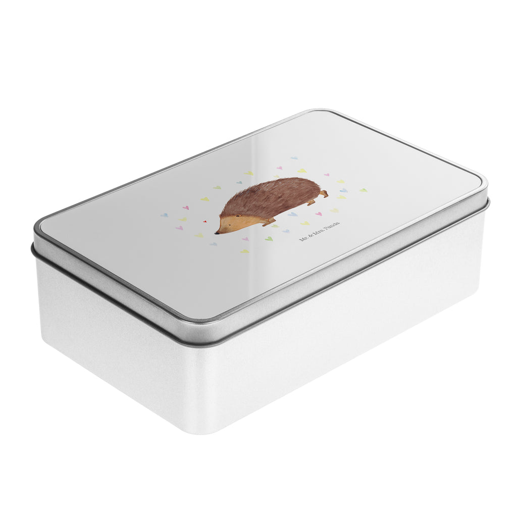 Metalldose rechteckig Igel Herzen Blechdose, Metalldose, Blechbox, Container, Keksdose, Vorratsdose, Vorratsbox, Döschen, Versperbox, Vesperdose, Aufbewahrungsdose, Aufbewahrungsbox, Aluminiumdose, Dose, Tiermotive, Gute Laune, lustige Sprüche, Tiere, Liebe, Herz, Herzen, Igel, Vertrauen, Kuss, Leben