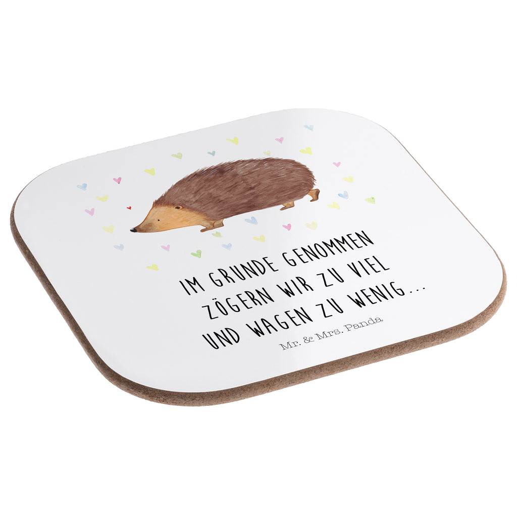 Quadratische Untersetzer Igel Herzen Bierdeckel, Glasuntersetzer, Untersetzer Gläser, Getränkeuntersetzer, Tiermotive, Gute Laune, lustige Sprüche, Tiere, Liebe, Herz, Herzen, Igel, Vertrauen, Kuss, Leben