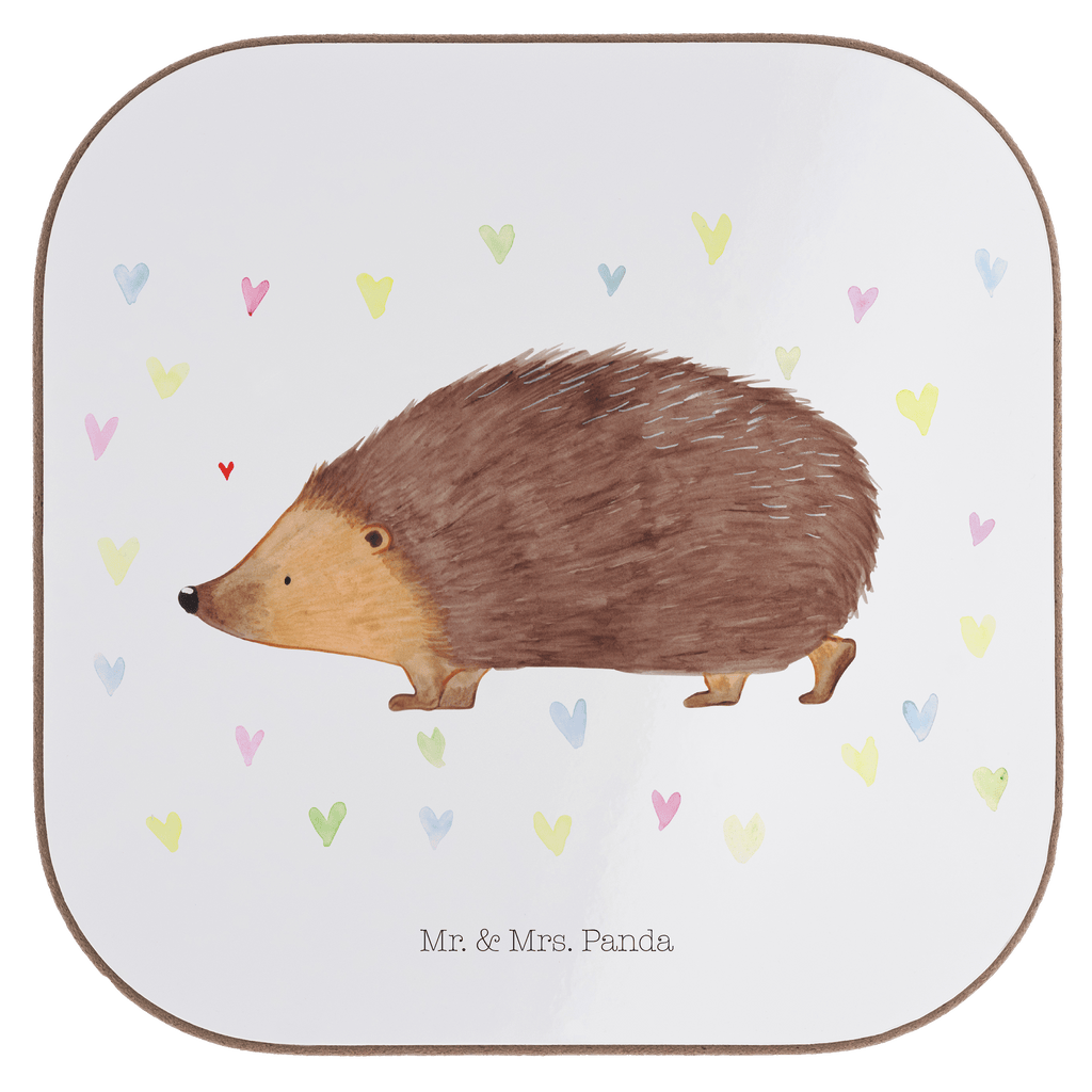 Quadratische Untersetzer Igel Herzen Bierdeckel, Glasuntersetzer, Untersetzer Gläser, Getränkeuntersetzer, Tiermotive, Gute Laune, lustige Sprüche, Tiere, Liebe, Herz, Herzen, Igel, Vertrauen, Kuss, Leben