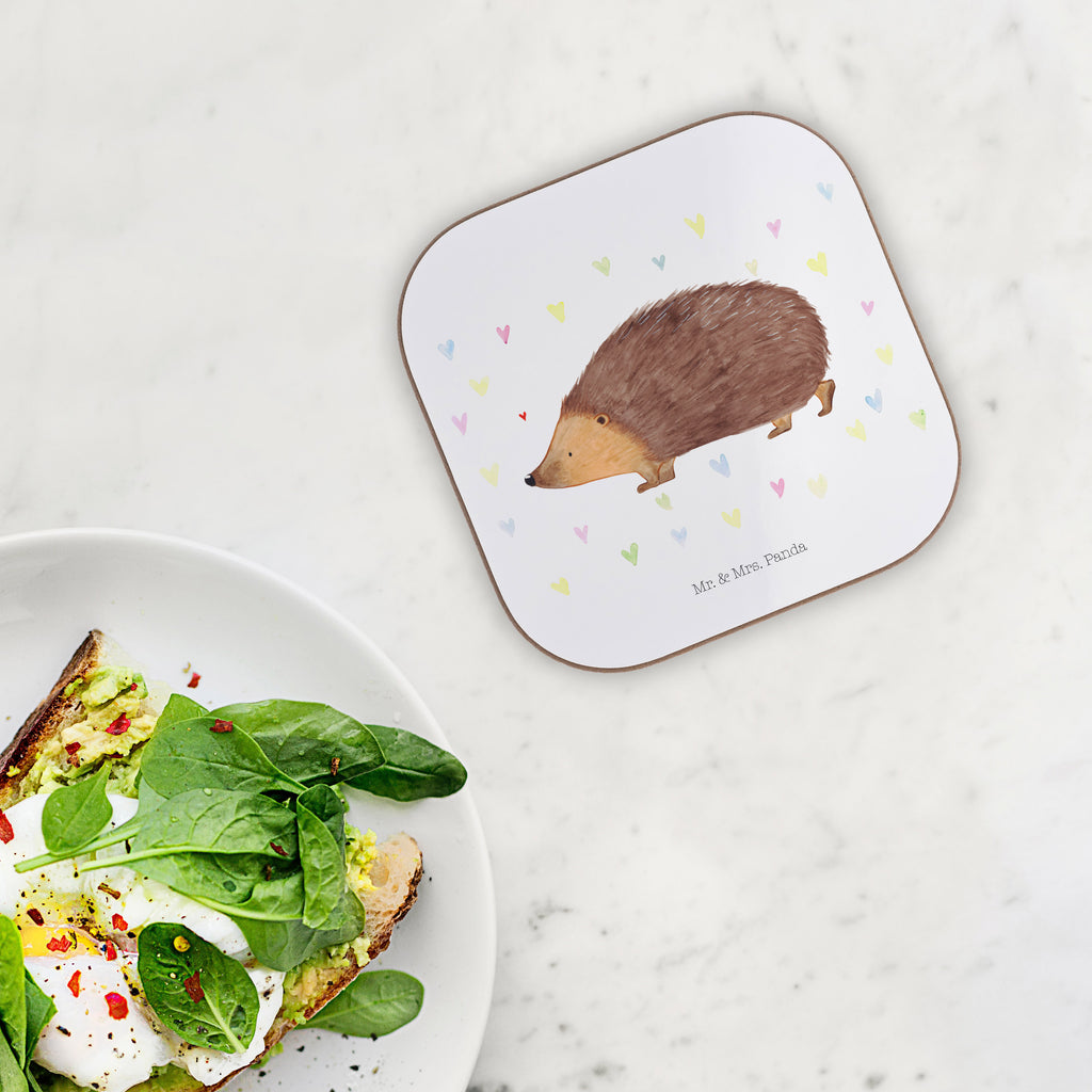 Quadratische Untersetzer Igel Herzen Bierdeckel, Glasuntersetzer, Untersetzer Gläser, Getränkeuntersetzer, Tiermotive, Gute Laune, lustige Sprüche, Tiere, Liebe, Herz, Herzen, Igel, Vertrauen, Kuss, Leben