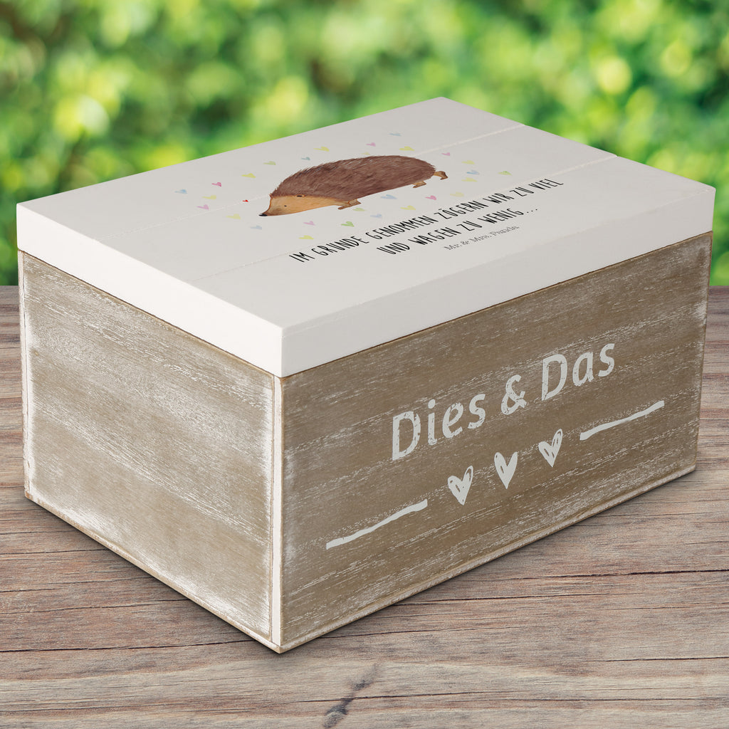 Holzkiste Igel Herzen Holzkiste, Kiste, Schatzkiste, Truhe, Schatulle, XXL, Erinnerungsbox, Erinnerungskiste, Dekokiste, Aufbewahrungsbox, Tiermotive, Gute Laune, lustige Sprüche, Tiere, Liebe, Herz, Herzen, Igel, Vertrauen, Kuss, Leben
