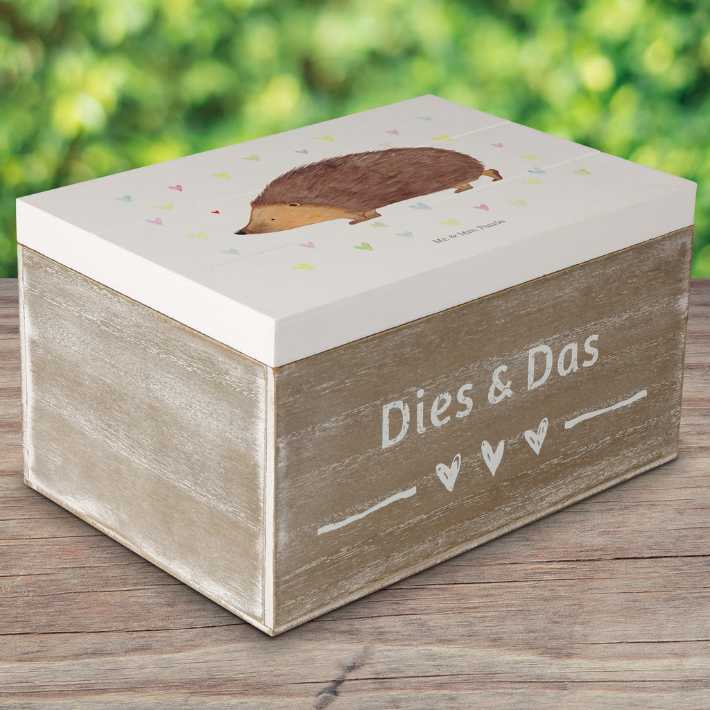 Holzkiste Igel Herzen Holzkiste, Kiste, Schatzkiste, Truhe, Schatulle, XXL, Erinnerungsbox, Erinnerungskiste, Dekokiste, Aufbewahrungsbox, Tiermotive, Gute Laune, lustige Sprüche, Tiere, Liebe, Herz, Herzen, Igel, Vertrauen, Kuss, Leben