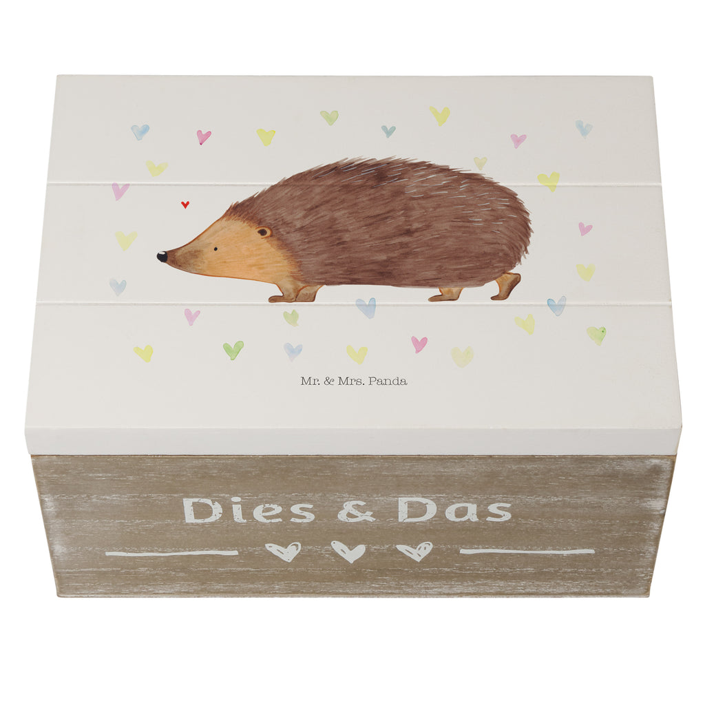 Holzkiste Igel Herzen Holzkiste, Kiste, Schatzkiste, Truhe, Schatulle, XXL, Erinnerungsbox, Erinnerungskiste, Dekokiste, Aufbewahrungsbox, Tiermotive, Gute Laune, lustige Sprüche, Tiere, Liebe, Herz, Herzen, Igel, Vertrauen, Kuss, Leben
