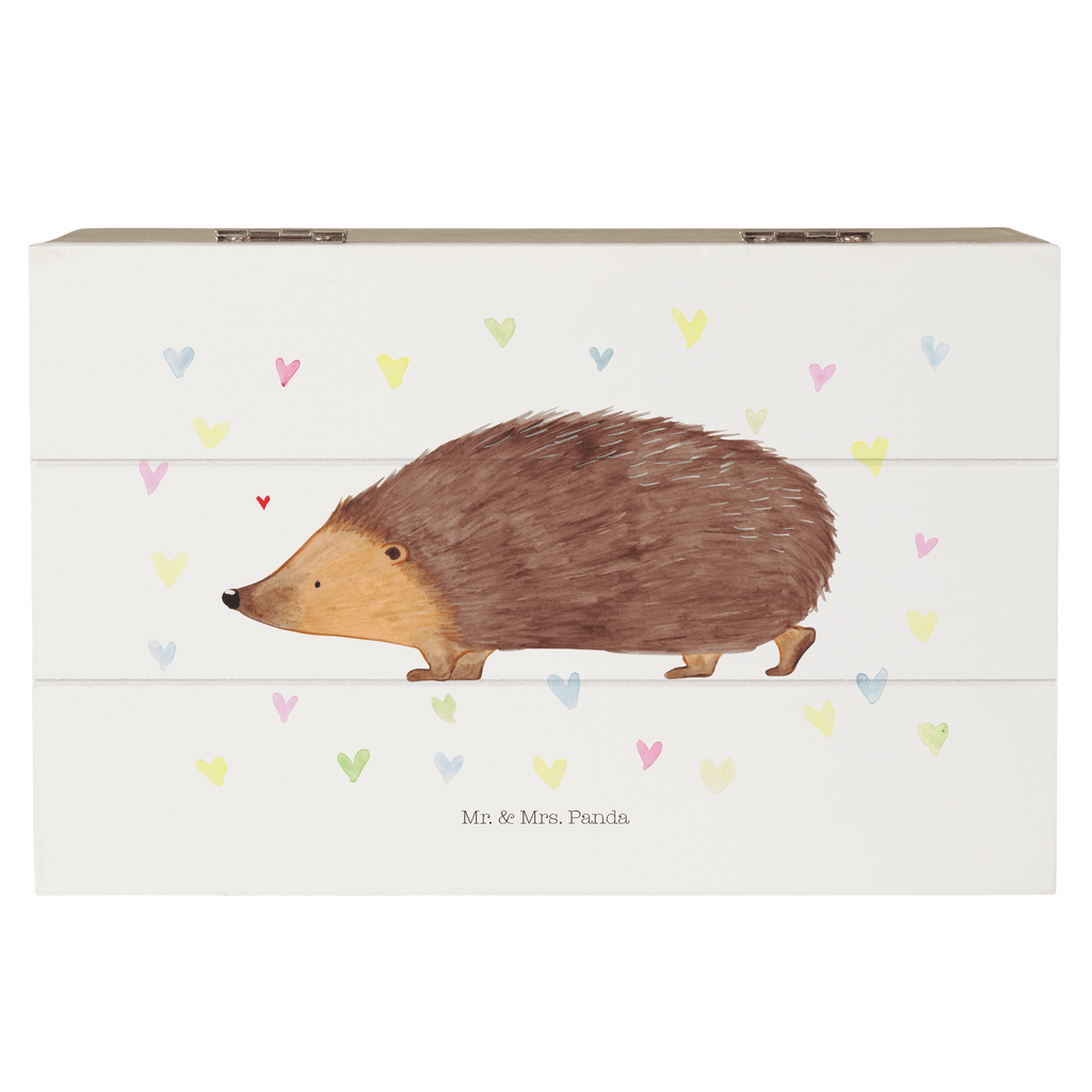 Holzkiste Igel Herzen Holzkiste, Kiste, Schatzkiste, Truhe, Schatulle, XXL, Erinnerungsbox, Erinnerungskiste, Dekokiste, Aufbewahrungsbox, Tiermotive, Gute Laune, lustige Sprüche, Tiere, Liebe, Herz, Herzen, Igel, Vertrauen, Kuss, Leben
