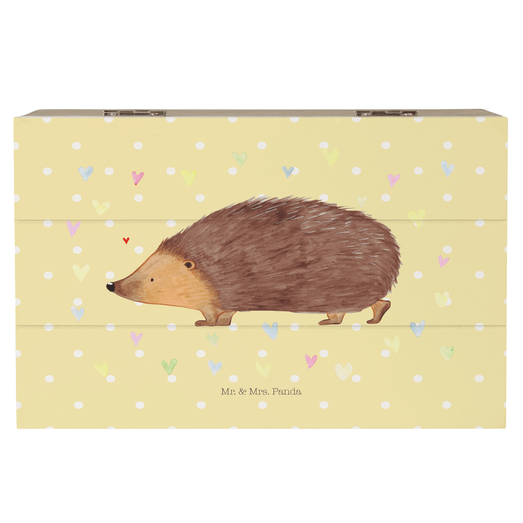 Holzkiste Igel Herzen Holzkiste, Kiste, Schatzkiste, Truhe, Schatulle, XXL, Erinnerungsbox, Erinnerungskiste, Dekokiste, Aufbewahrungsbox, Tiermotive, Gute Laune, lustige Sprüche, Tiere, Liebe, Herz, Herzen, Igel, Vertrauen, Kuss, Leben