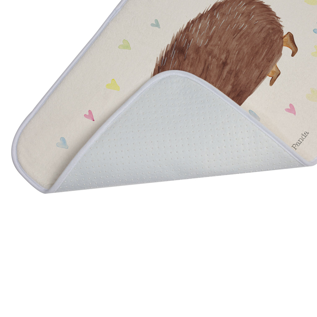 Badvorleger Igel Herzen Badematte, Badteppich, Duschvorleger, Badezimmerteppich, Badezimmermatte, Badvorleger, Duschmatte, Duschteppich, Tiermotive, Gute Laune, lustige Sprüche, Tiere, Liebe, Herz, Herzen, Igel, Vertrauen, Kuss, Leben
