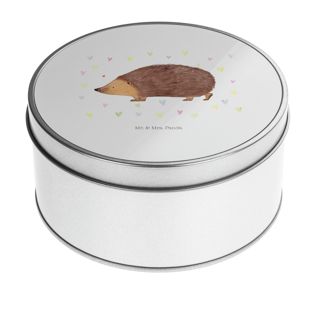 Blechdose rund Igel Herzen Metalldose, Keksdose, Dose, Vorratsdose, Geschenkbox, Tiermotive, Gute Laune, lustige Sprüche, Tiere, Liebe, Herz, Herzen, Igel, Vertrauen, Kuss, Leben