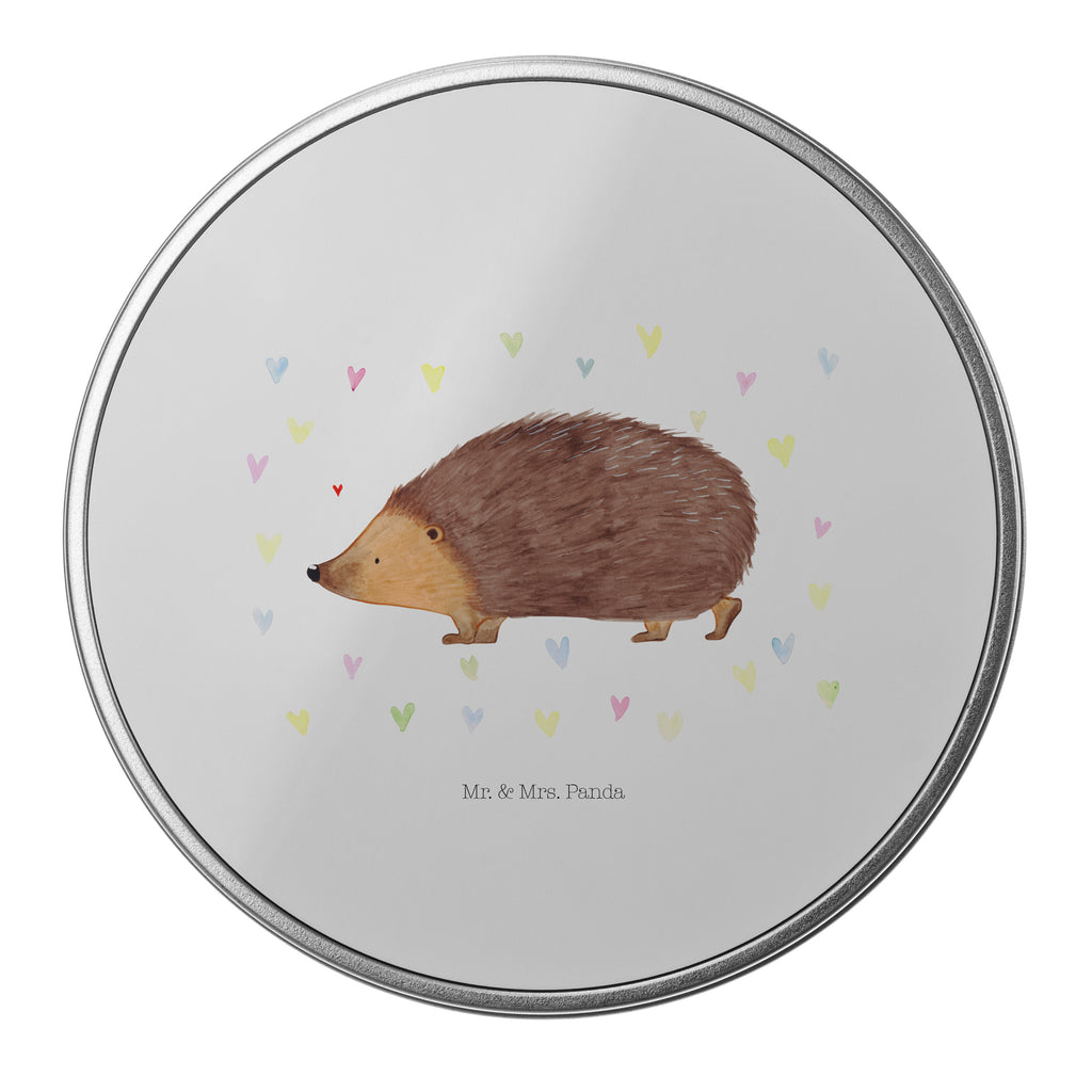 Blechdose rund Igel Herzen Metalldose, Keksdose, Dose, Vorratsdose, Geschenkbox, Tiermotive, Gute Laune, lustige Sprüche, Tiere, Liebe, Herz, Herzen, Igel, Vertrauen, Kuss, Leben