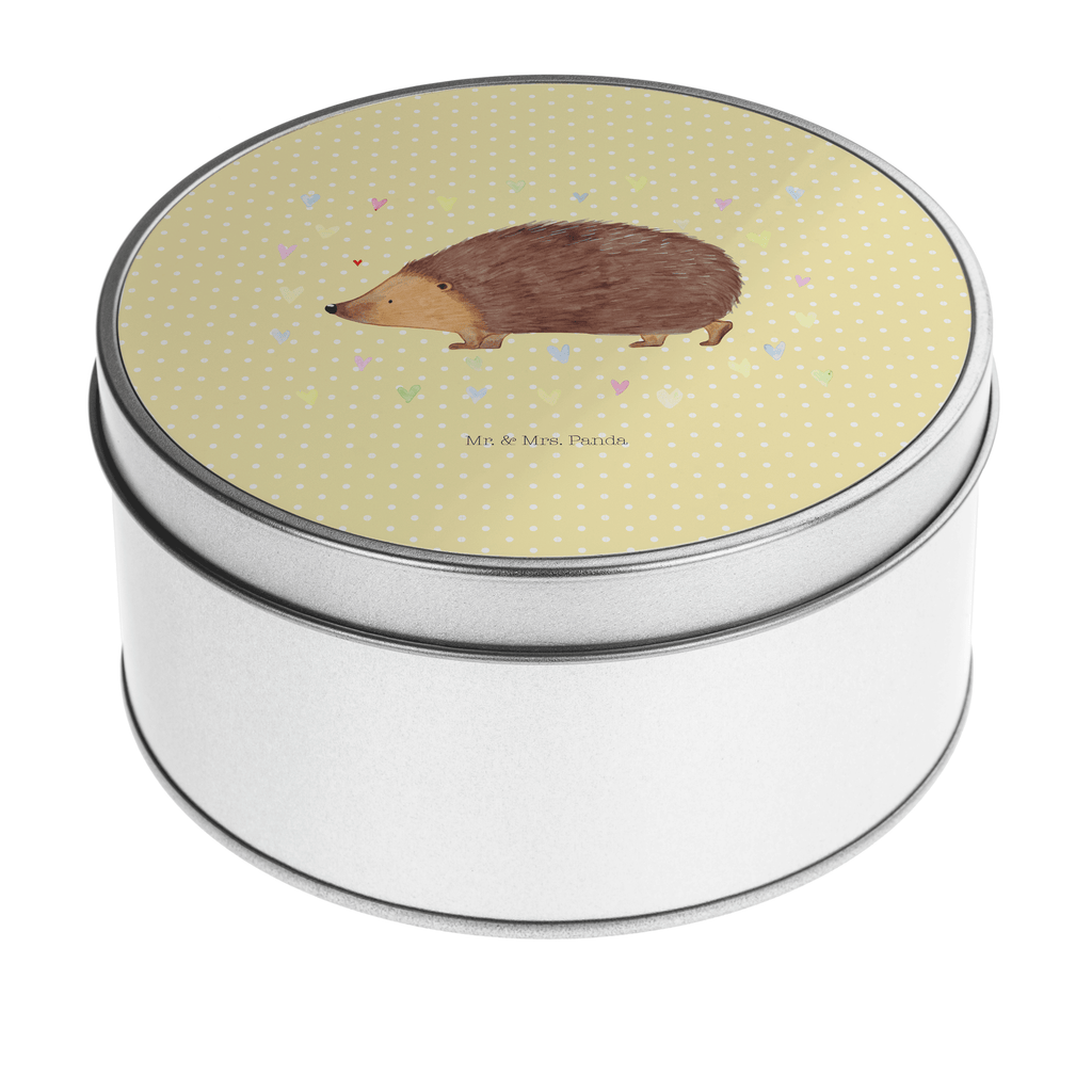 Blechdose rund Igel Herzen Metalldose, Keksdose, Dose, Vorratsdose, Geschenkbox, Tiermotive, Gute Laune, lustige Sprüche, Tiere, Liebe, Herz, Herzen, Igel, Vertrauen, Kuss, Leben