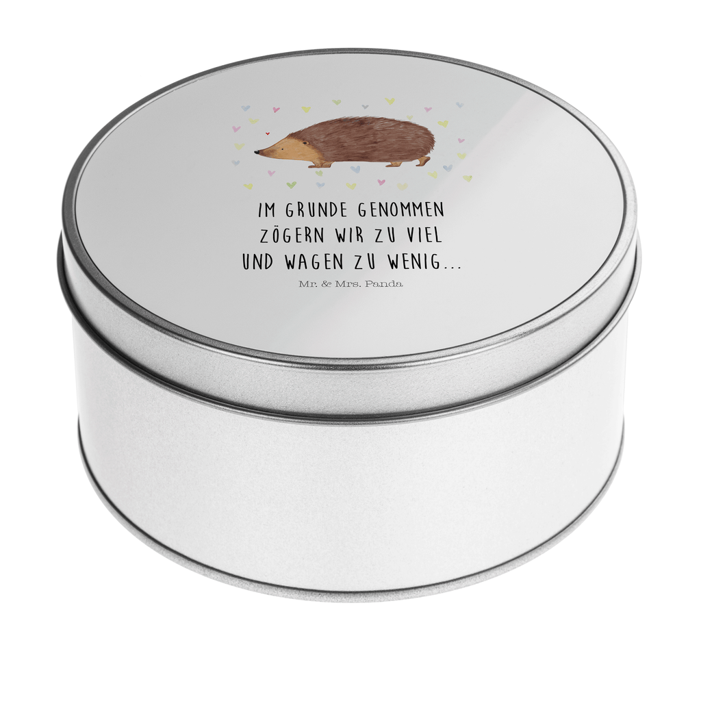 Blechdose rund Igel Herzen Metalldose, Keksdose, Dose, Vorratsdose, Geschenkbox, Tiermotive, Gute Laune, lustige Sprüche, Tiere, Liebe, Herz, Herzen, Igel, Vertrauen, Kuss, Leben