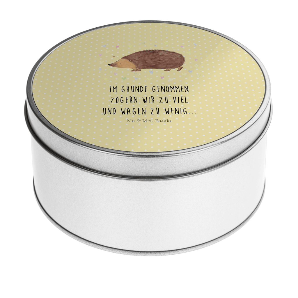 Blechdose rund Igel Herzen Metalldose, Keksdose, Dose, Vorratsdose, Geschenkbox, Tiermotive, Gute Laune, lustige Sprüche, Tiere, Liebe, Herz, Herzen, Igel, Vertrauen, Kuss, Leben