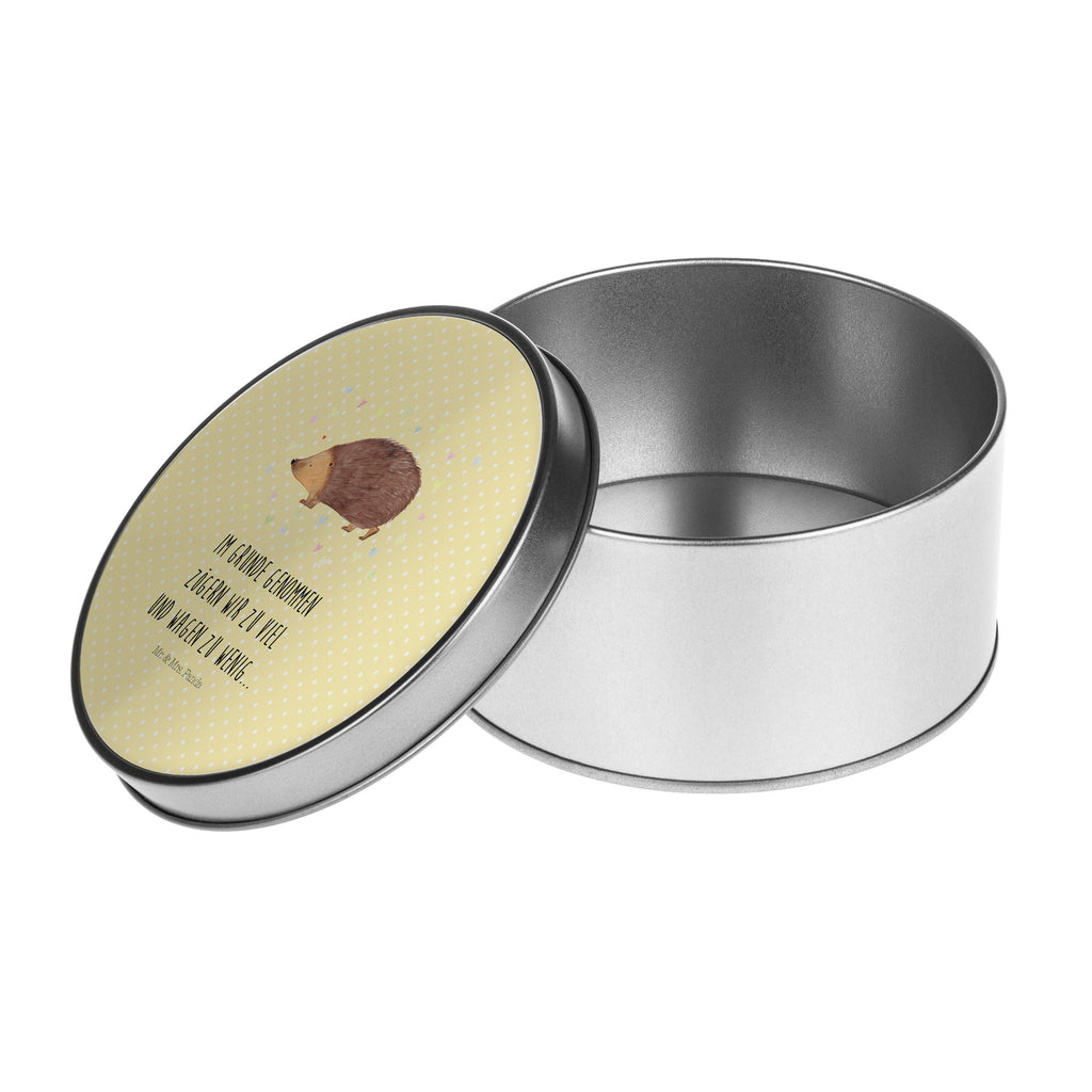 Blechdose rund Igel Herzen Metalldose, Keksdose, Dose, Vorratsdose, Geschenkbox, Tiermotive, Gute Laune, lustige Sprüche, Tiere, Liebe, Herz, Herzen, Igel, Vertrauen, Kuss, Leben