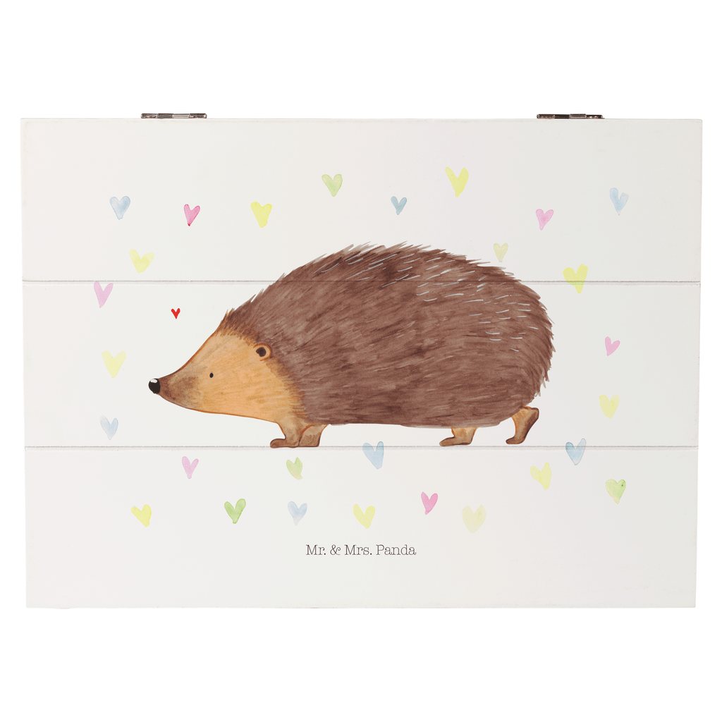 Holzkiste Igel Herzen Holzkiste, Kiste, Schatzkiste, Truhe, Schatulle, XXL, Erinnerungsbox, Erinnerungskiste, Dekokiste, Aufbewahrungsbox, Tiermotive, Gute Laune, lustige Sprüche, Tiere, Liebe, Herz, Herzen, Igel, Vertrauen, Kuss, Leben