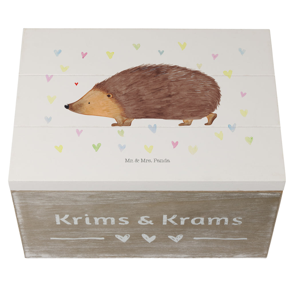 Holzkiste Igel Herzen Holzkiste, Kiste, Schatzkiste, Truhe, Schatulle, XXL, Erinnerungsbox, Erinnerungskiste, Dekokiste, Aufbewahrungsbox, Tiermotive, Gute Laune, lustige Sprüche, Tiere, Liebe, Herz, Herzen, Igel, Vertrauen, Kuss, Leben