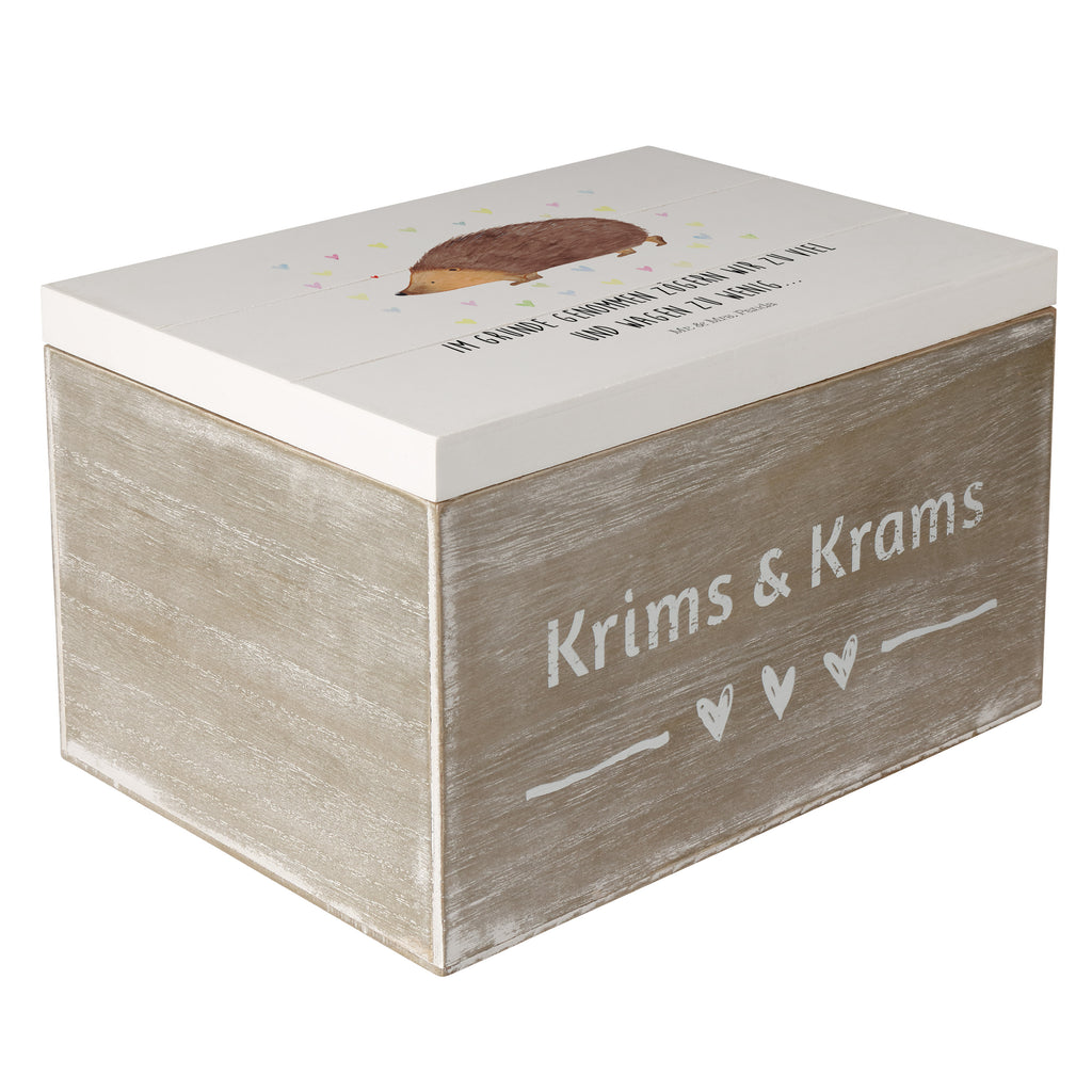 Holzkiste Igel Herzen Holzkiste, Kiste, Schatzkiste, Truhe, Schatulle, XXL, Erinnerungsbox, Erinnerungskiste, Dekokiste, Aufbewahrungsbox, Tiermotive, Gute Laune, lustige Sprüche, Tiere, Liebe, Herz, Herzen, Igel, Vertrauen, Kuss, Leben
