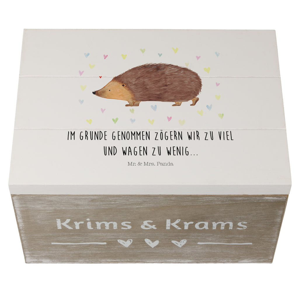 Holzkiste Igel Herzen Holzkiste, Kiste, Schatzkiste, Truhe, Schatulle, XXL, Erinnerungsbox, Erinnerungskiste, Dekokiste, Aufbewahrungsbox, Tiermotive, Gute Laune, lustige Sprüche, Tiere, Liebe, Herz, Herzen, Igel, Vertrauen, Kuss, Leben