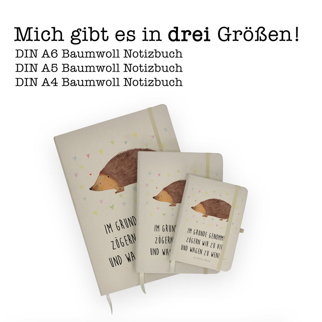 DIN A6 Baumwoll Notizbuch Igel Herzen Notizen, Eintragebuch, Tagebuch, Notizblock, Adressbuch, Journal, Kladde, Skizzenbuch, Notizheft, Schreibbuch, Schreibheft, Tiermotive, Gute Laune, lustige Sprüche, Tiere, Liebe, Herz, Herzen, Igel, Vertrauen, Kuss, Leben