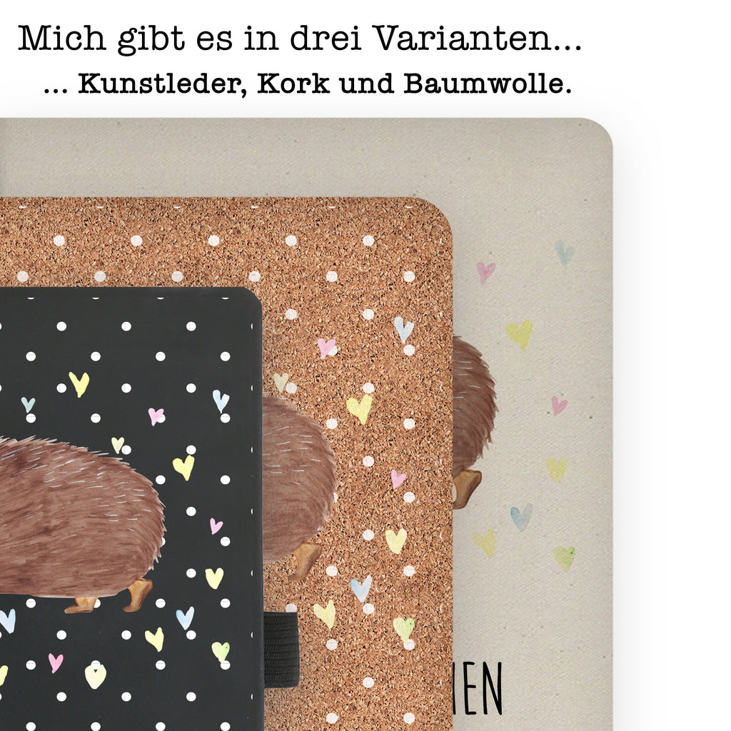 DIN A6 Baumwoll Notizbuch Igel Herzen Notizen, Eintragebuch, Tagebuch, Notizblock, Adressbuch, Journal, Kladde, Skizzenbuch, Notizheft, Schreibbuch, Schreibheft, Tiermotive, Gute Laune, lustige Sprüche, Tiere, Liebe, Herz, Herzen, Igel, Vertrauen, Kuss, Leben