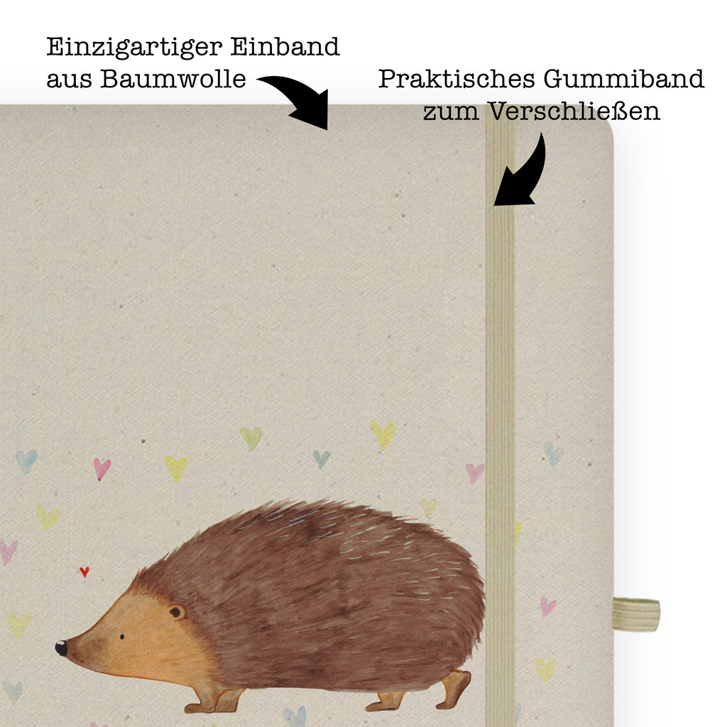 DIN A6 Baumwoll Notizbuch Igel Herzen Notizen, Eintragebuch, Tagebuch, Notizblock, Adressbuch, Journal, Kladde, Skizzenbuch, Notizheft, Schreibbuch, Schreibheft, Tiermotive, Gute Laune, lustige Sprüche, Tiere, Liebe, Herz, Herzen, Igel, Vertrauen, Kuss, Leben
