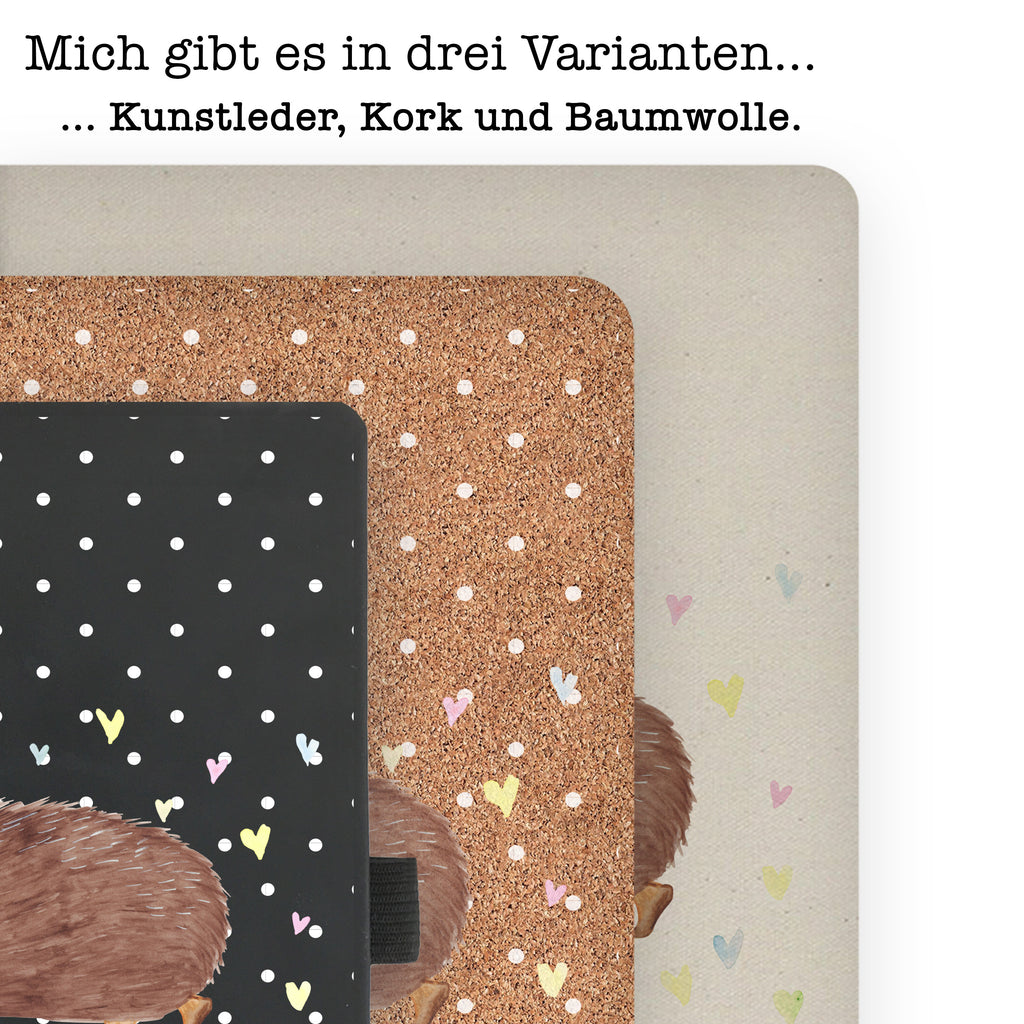 DIN A6 Baumwoll Notizbuch Igel Herzen Notizen, Eintragebuch, Tagebuch, Notizblock, Adressbuch, Journal, Kladde, Skizzenbuch, Notizheft, Schreibbuch, Schreibheft, Tiermotive, Gute Laune, lustige Sprüche, Tiere, Liebe, Herz, Herzen, Igel, Vertrauen, Kuss, Leben