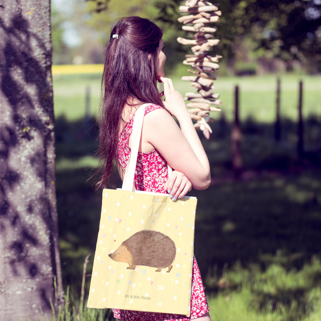Einkaufstasche Igel Herzen Tragetasche, Tasche, Beutel, Stofftasche, Baumwolltasche, Umhängetasche, Shopper, Tiermotive, Gute Laune, lustige Sprüche, Tiere, Liebe, Herz, Herzen, Igel, Vertrauen, Kuss, Leben