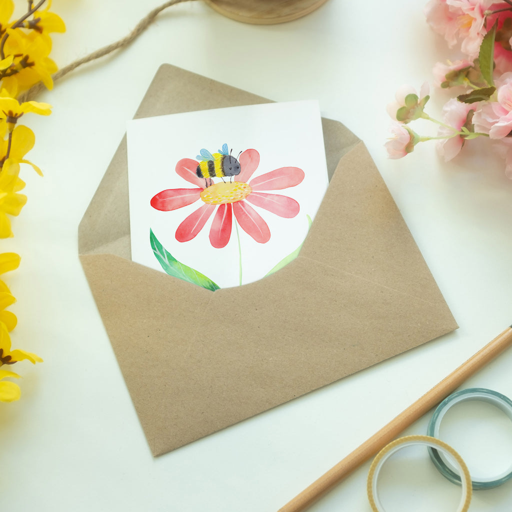 Grußkarte Hummel Blume Klappkarte, Einladungskarte, Glückwunschkarte, Hochzeitskarte, Geburtstagskarte, Karte, Tiermotive, Gute Laune, lustige Sprüche, Tiere, Hummel, Blume, Wespe, Flauschig, Natur, Feld, Hummeln, Biene