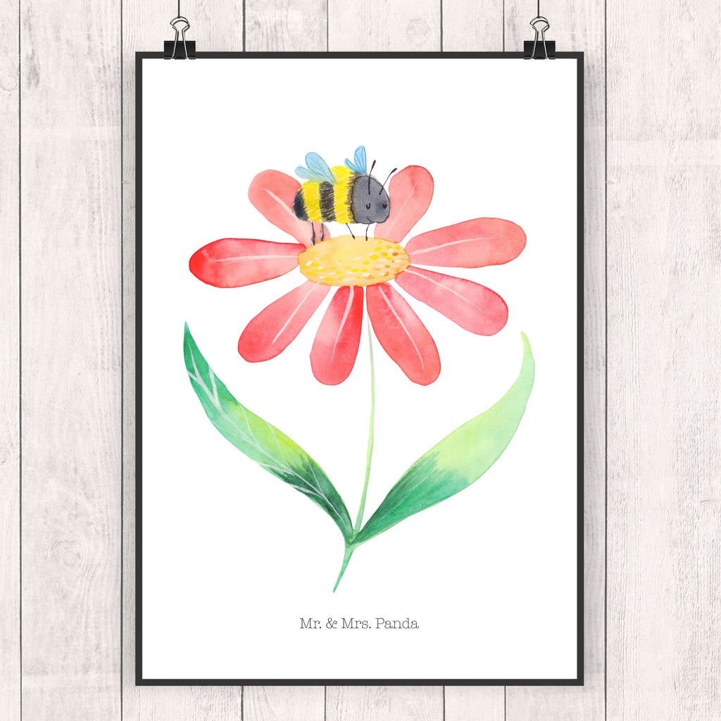Poster Hummel Blume Poster, Wandposter, Bild, Wanddeko, Küchenposter, Kinderposter, Wanddeko Bild, Raumdekoration, Wanddekoration, Handgemaltes Poster, Mr. & Mrs. Panda Poster, Designposter, Kunstdruck, Posterdruck, Tiermotive, Gute Laune, lustige Sprüche, Tiere, Hummel, Blume, Wespe, Flauschig, Natur, Feld, Hummeln, Biene