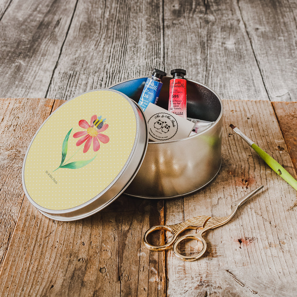 Blechdose rund Hummel Blume Metalldose, Keksdose, Dose, Vorratsdose, Geschenkbox, Tiermotive, Gute Laune, lustige Sprüche, Tiere, Hummel, Blume, Wespe, Flauschig, Natur, Feld, Hummeln, Biene