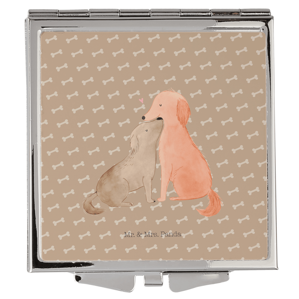 Handtaschenspiegel quadratisch Hunde Liebe Spiegel, Handtasche, Quadrat, silber, schminken, Schminkspiegel, Hund, Hundemotiv, Haustier, Hunderasse, Tierliebhaber, Hundebesitzer, Sprüche, Liebe, Hund. Hunde, Kuss, Vertrauen, Kuscheln, Herz
