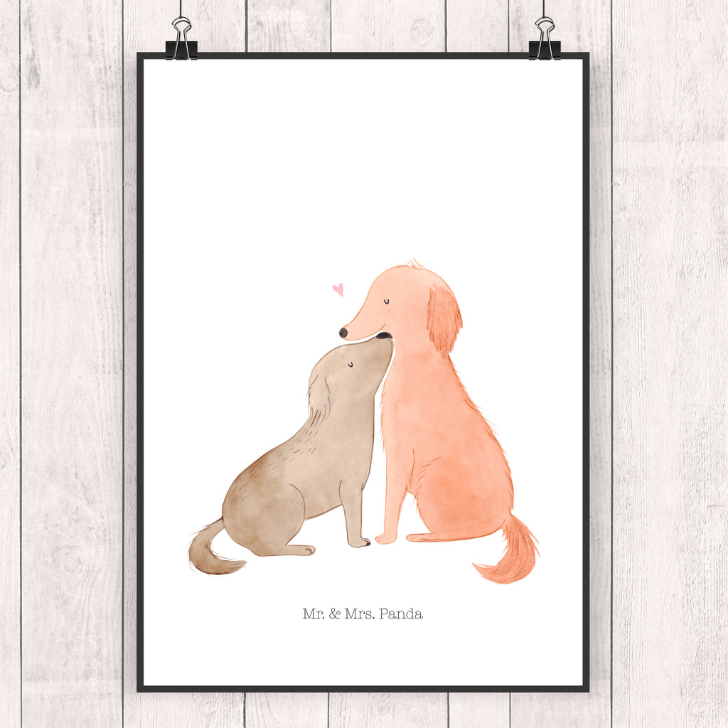 Poster Hunde Liebe Poster, Wandposter, Bild, Wanddeko, Küchenposter, Kinderposter, Wanddeko Bild, Raumdekoration, Wanddekoration, Handgemaltes Poster, Mr. & Mrs. Panda Poster, Designposter, Kunstdruck, Posterdruck, Hund, Hundemotiv, Haustier, Hunderasse, Tierliebhaber, Hundebesitzer, Sprüche, Liebe, Hund. Hunde, Kuss, Vertrauen, Kuscheln, Herz