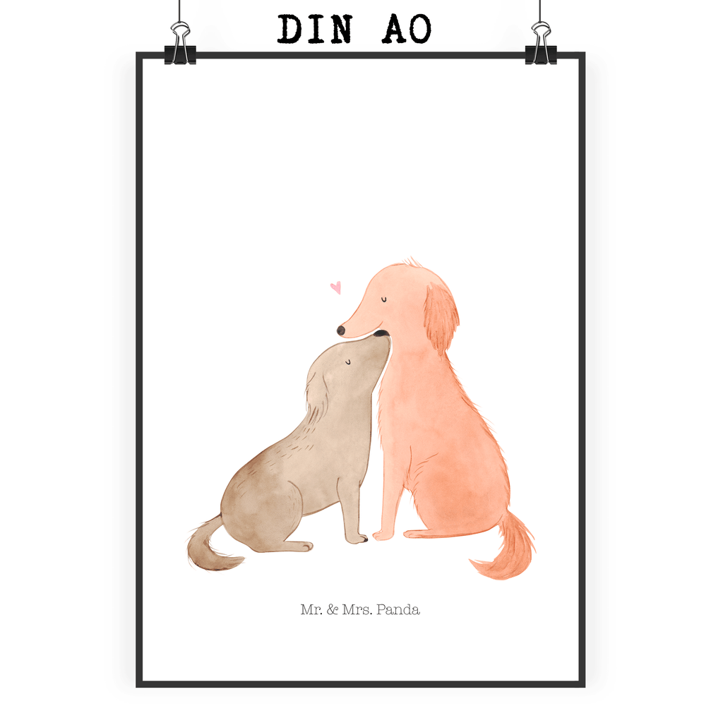 Poster Hunde Liebe Poster, Wandposter, Bild, Wanddeko, Küchenposter, Kinderposter, Wanddeko Bild, Raumdekoration, Wanddekoration, Handgemaltes Poster, Mr. & Mrs. Panda Poster, Designposter, Kunstdruck, Posterdruck, Hund, Hundemotiv, Haustier, Hunderasse, Tierliebhaber, Hundebesitzer, Sprüche, Liebe, Hund. Hunde, Kuss, Vertrauen, Kuscheln, Herz