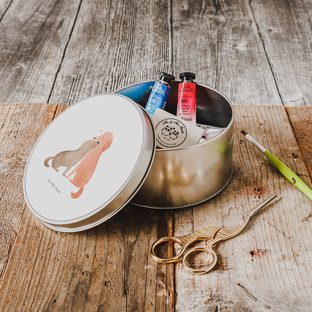Blechdose rund Hunde Liebe Metalldose, Keksdose, Dose, Vorratsdose, Geschenkbox, Hund, Hundemotiv, Haustier, Hunderasse, Tierliebhaber, Hundebesitzer, Sprüche, Liebe, Hund. Hunde, Kuss, Vertrauen, Kuscheln, Herz