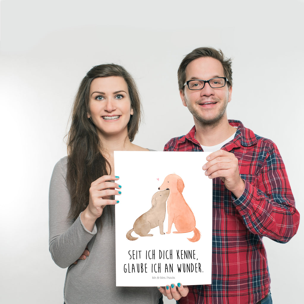 Poster Hunde Liebe Poster, Wandposter, Bild, Wanddeko, Küchenposter, Kinderposter, Wanddeko Bild, Raumdekoration, Wanddekoration, Handgemaltes Poster, Mr. & Mrs. Panda Poster, Designposter, Kunstdruck, Posterdruck, Hund, Hundemotiv, Haustier, Hunderasse, Tierliebhaber, Hundebesitzer, Sprüche, Liebe, Hund. Hunde, Kuss, Vertrauen, Kuscheln, Herz