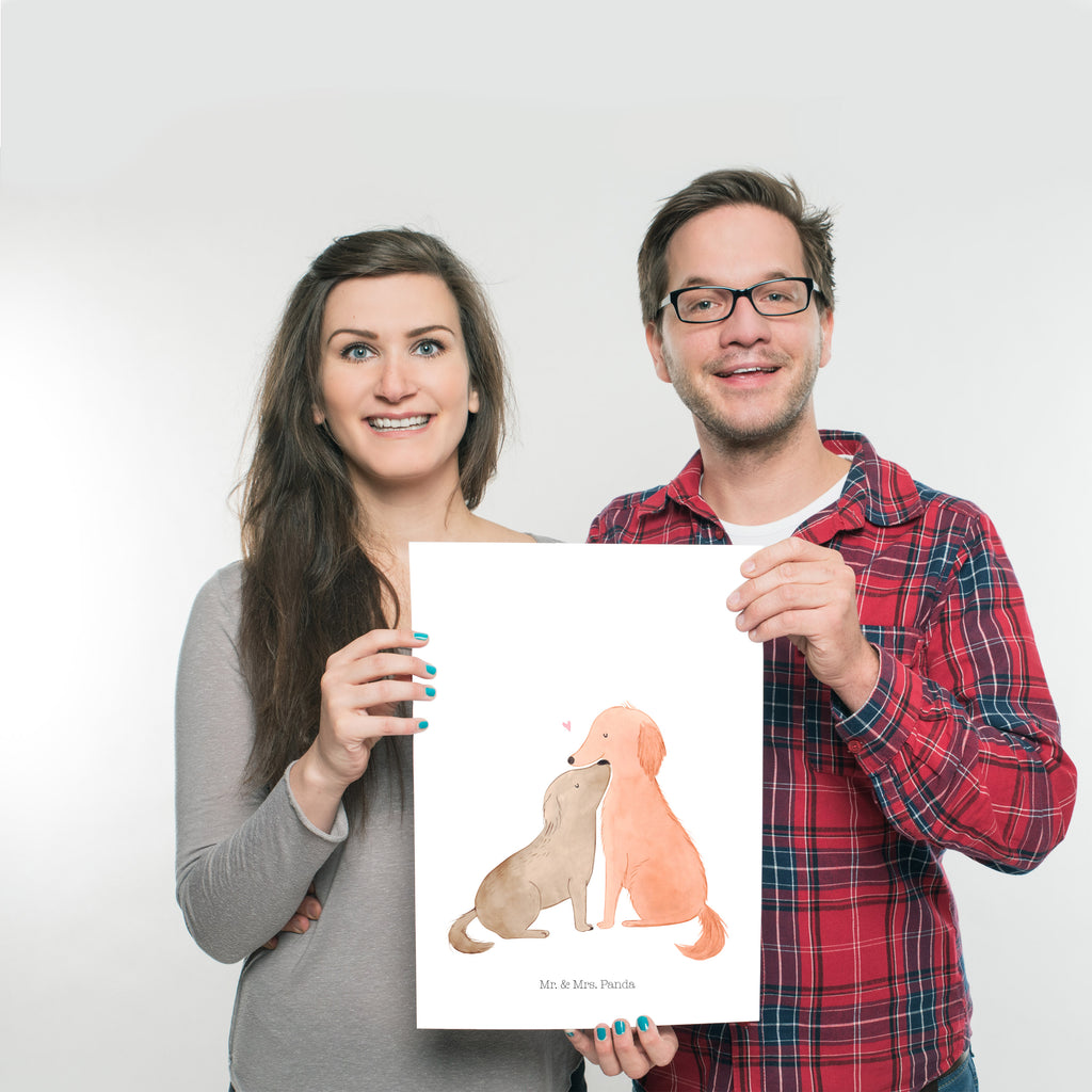 Poster Hunde Liebe Poster, Wandposter, Bild, Wanddeko, Küchenposter, Kinderposter, Wanddeko Bild, Raumdekoration, Wanddekoration, Handgemaltes Poster, Mr. & Mrs. Panda Poster, Designposter, Kunstdruck, Posterdruck, Hund, Hundemotiv, Haustier, Hunderasse, Tierliebhaber, Hundebesitzer, Sprüche, Liebe, Hund. Hunde, Kuss, Vertrauen, Kuscheln, Herz