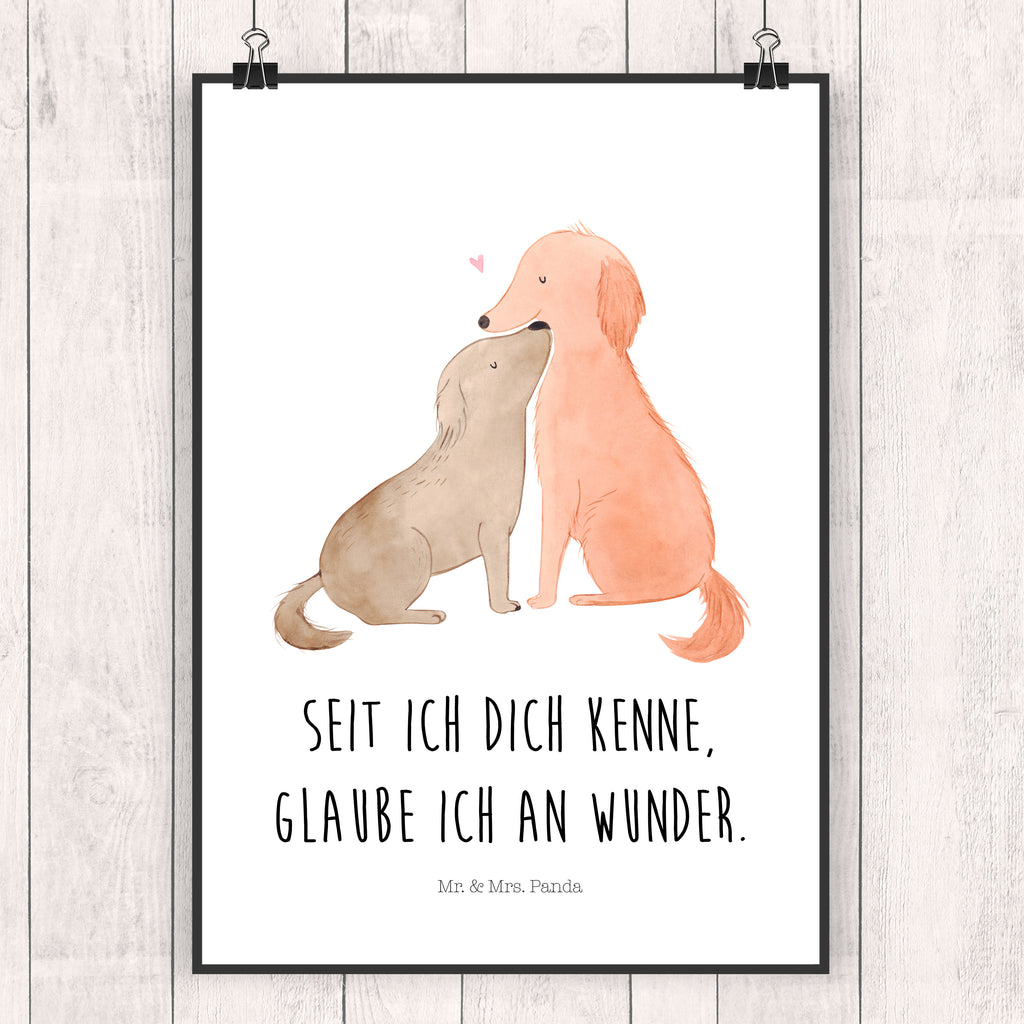 Poster Hunde Liebe Poster, Wandposter, Bild, Wanddeko, Küchenposter, Kinderposter, Wanddeko Bild, Raumdekoration, Wanddekoration, Handgemaltes Poster, Mr. & Mrs. Panda Poster, Designposter, Kunstdruck, Posterdruck, Hund, Hundemotiv, Haustier, Hunderasse, Tierliebhaber, Hundebesitzer, Sprüche, Liebe, Hund. Hunde, Kuss, Vertrauen, Kuscheln, Herz