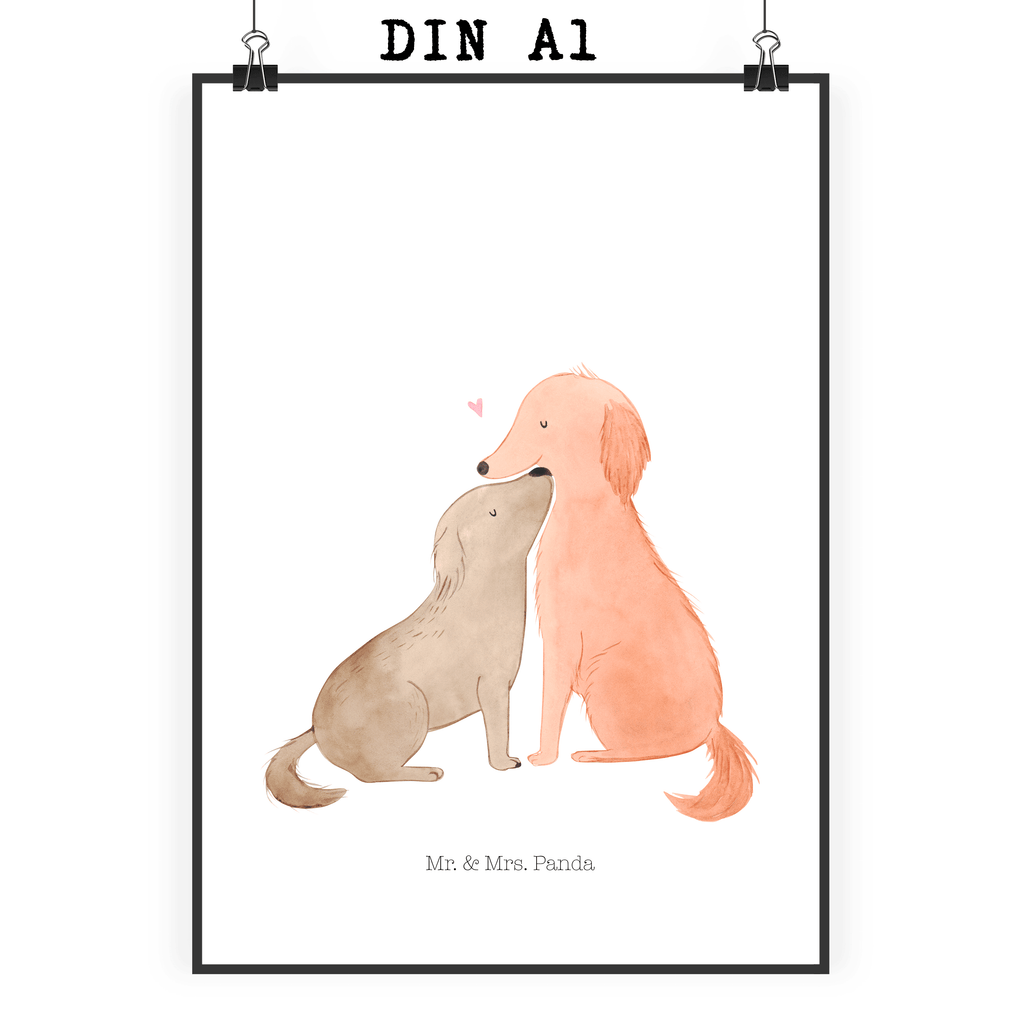 Poster Hunde Liebe Poster, Wandposter, Bild, Wanddeko, Küchenposter, Kinderposter, Wanddeko Bild, Raumdekoration, Wanddekoration, Handgemaltes Poster, Mr. & Mrs. Panda Poster, Designposter, Kunstdruck, Posterdruck, Hund, Hundemotiv, Haustier, Hunderasse, Tierliebhaber, Hundebesitzer, Sprüche, Liebe, Hund. Hunde, Kuss, Vertrauen, Kuscheln, Herz