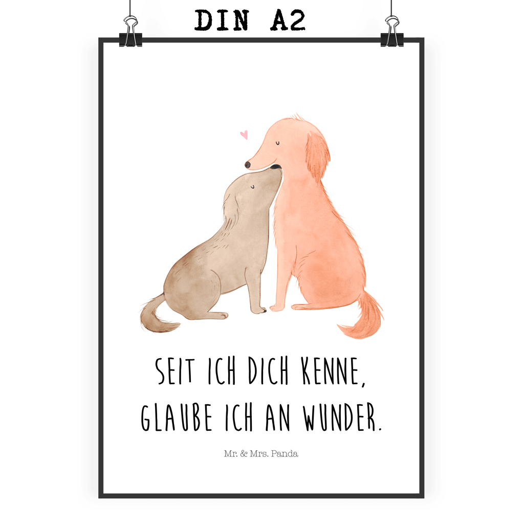 Poster Hunde Liebe Poster, Wandposter, Bild, Wanddeko, Küchenposter, Kinderposter, Wanddeko Bild, Raumdekoration, Wanddekoration, Handgemaltes Poster, Mr. & Mrs. Panda Poster, Designposter, Kunstdruck, Posterdruck, Hund, Hundemotiv, Haustier, Hunderasse, Tierliebhaber, Hundebesitzer, Sprüche, Liebe, Hund. Hunde, Kuss, Vertrauen, Kuscheln, Herz