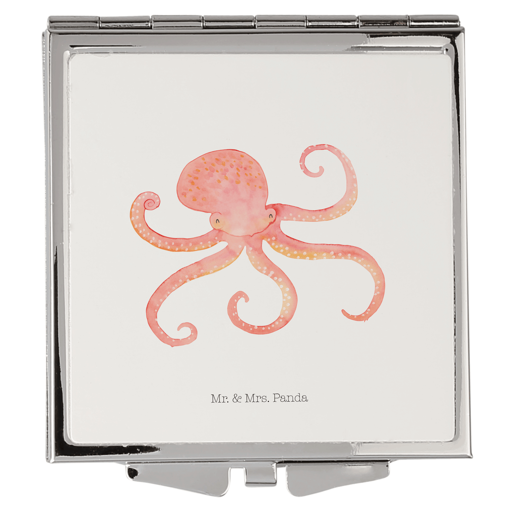 Handtaschenspiegel quadratisch Tintenfisch Spiegel, Handtasche, Quadrat, silber, schminken, Schminkspiegel, Tiermotive, Gute Laune, lustige Sprüche, Tiere, Meer, Meerestier, Krake, Tintenfisch, Arme, Wasser, Ozean