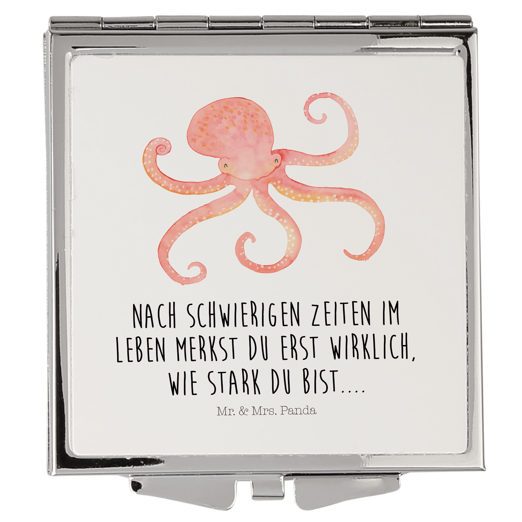 Handtaschenspiegel quadratisch Tintenfisch Spiegel, Handtasche, Quadrat, silber, schminken, Schminkspiegel, Tiermotive, Gute Laune, lustige Sprüche, Tiere, Meer, Meerestier, Krake, Tintenfisch, Arme, Wasser, Ozean
