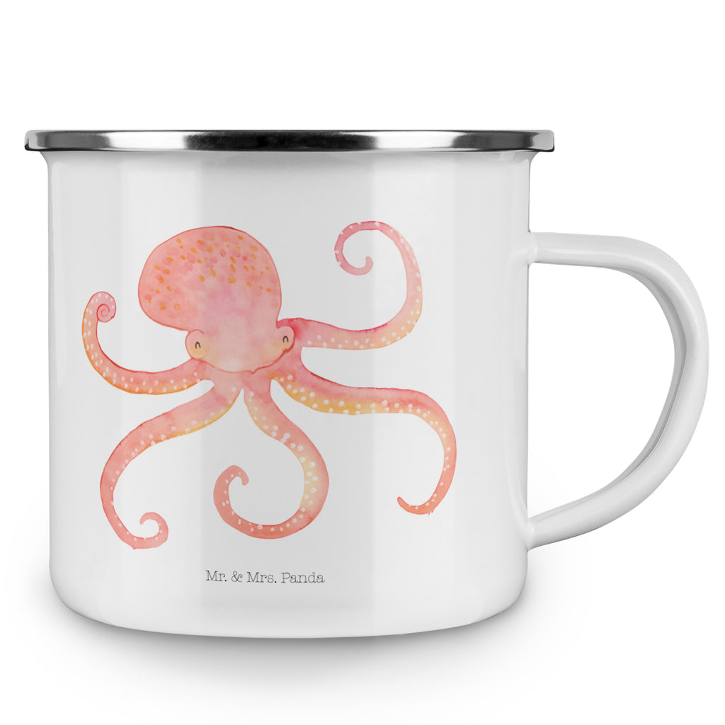 Camping Emaille Tasse Tintenfisch Campingtasse, Trinkbecher, Metalltasse, Outdoor Tasse, Emaille Trinkbecher, Blechtasse Outdoor, Emaille Campingbecher, Edelstahl Trinkbecher, Metalltasse für Camping, Kaffee Blechtasse, Camping Tasse Metall, Tiermotive, Gute Laune, lustige Sprüche, Tiere, Meer, Meerestier, Krake, Tintenfisch, Arme, Wasser, Ozean